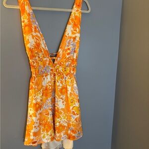 Beginning Boutique Orange Floral Backless Dress